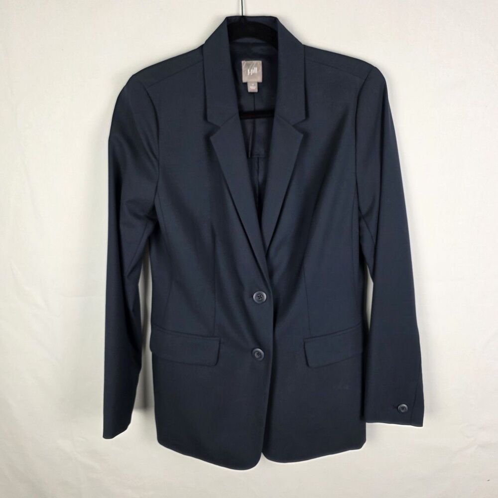 J.Jill Ponte Double Button Blazer Jacket Women's Size 4 Blue Wool Blend Formal‎